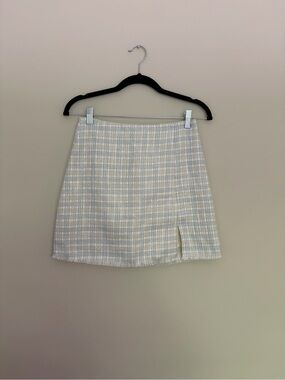 Storia Classic Cream Plaid Mini Skirt